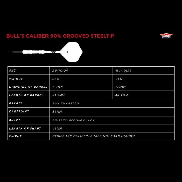 Bull's Caliber 90% Grooved – Vue Détail Barrel Rainuré 5 - Darts180