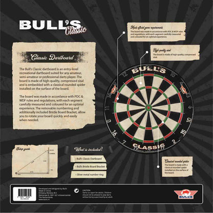 Bull's The Classic Dartboard – Packaging Arrière - Darts180