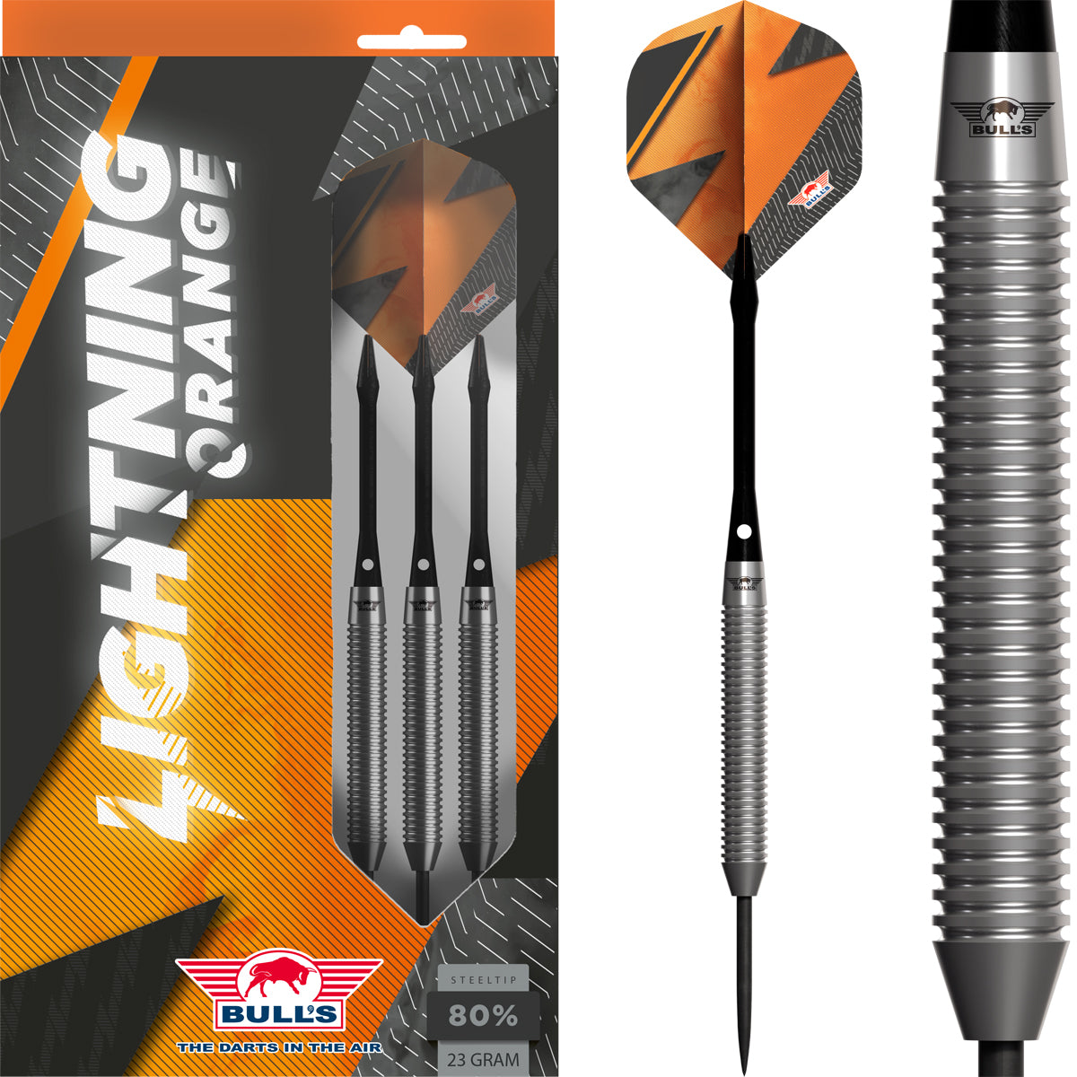 Bull's Lightning Orange 90% – Fléchettes Acier Set Complet - Darts180