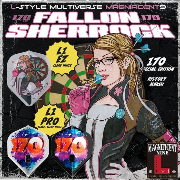 L-Style Signature Champagne Flight L1PRO Fallon Sherrock 170 Noir – Vue Principale - Darts180