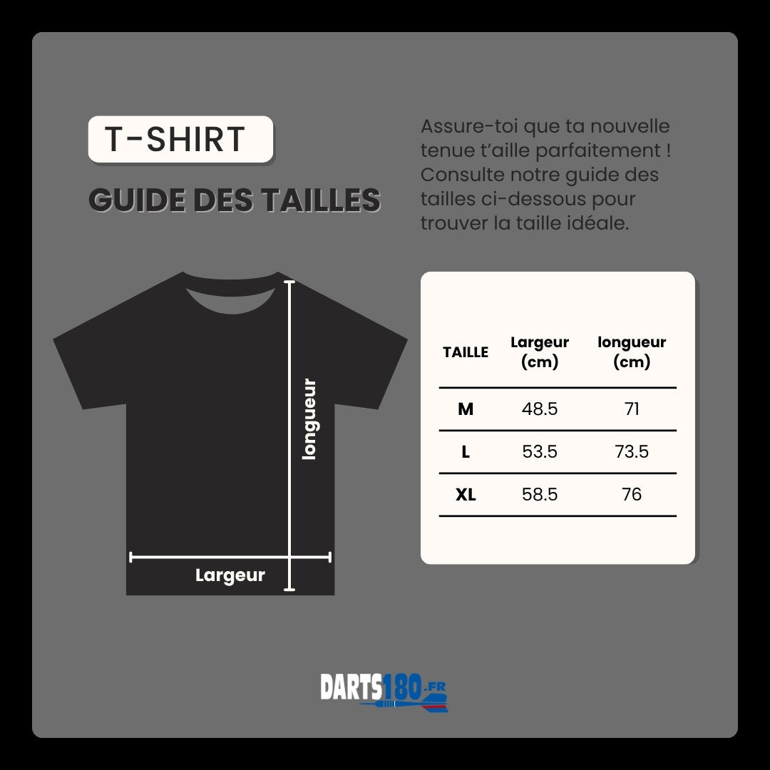 Guide des Tailles T-shirt Darts180 – Tableau Tailles Fruit of the Loom - Darts180