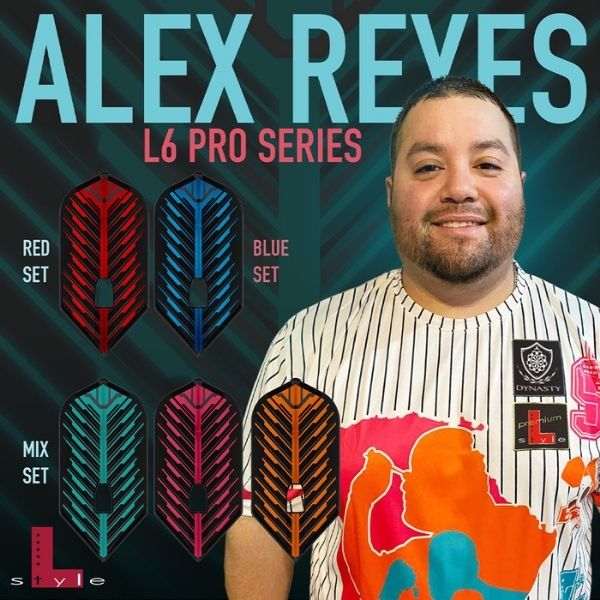 L-Style Signature Champagne Flight L6PRO Slim Alex Reyes V3 Mix – Détail Ailette - Darts180