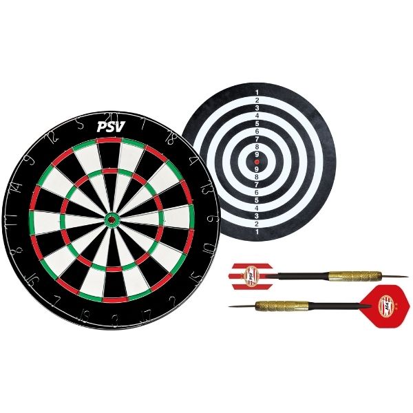 PSV Flocked Dartboard Set – Vue Ensemble Cible Fléchettes Floquée 2 - Darts180