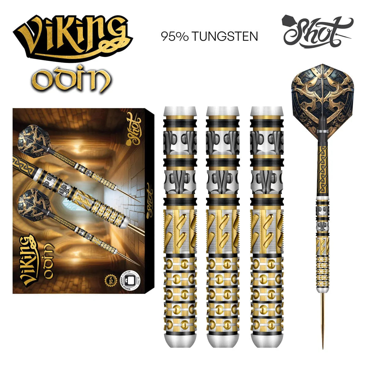 Viking Odin 95% Shot – Fléchettes Acier Set Complet - Darts180