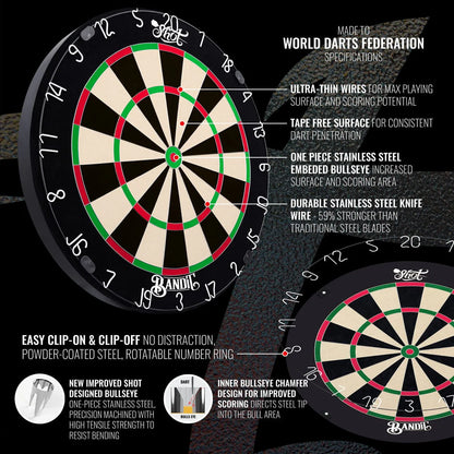 Shot Bandit Professional Dartboard – Décomposition Produit Sisal - Darts180