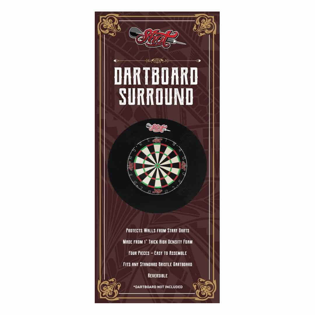 Shot 4pce Dartboard Surround Noir – Packaging Avant Boîte - Darts180