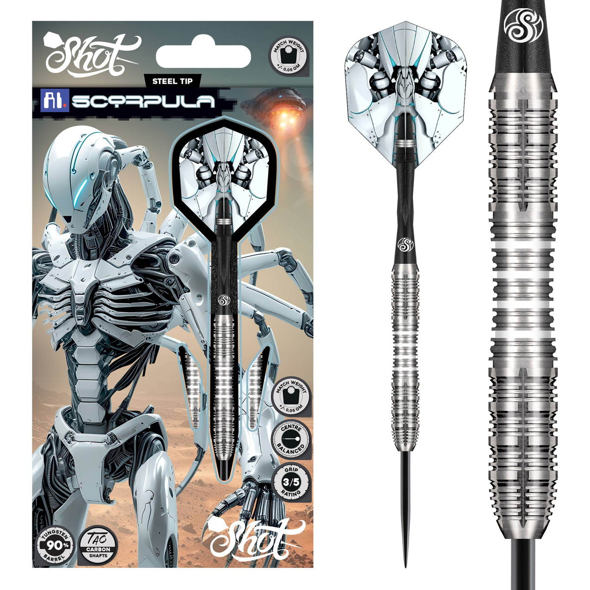 Shot AI Scorpula 90% – Fléchettes Acier - Darts180