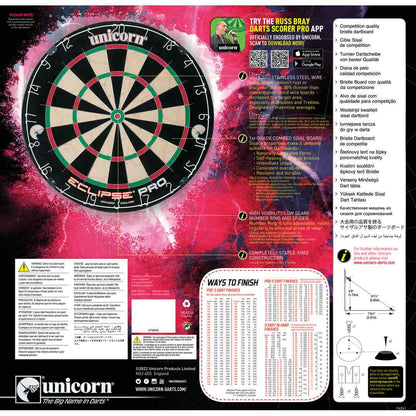Unicorn Eclipse Pro Dartboard – Vue Dos Packaging Cible - Darts180