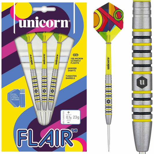 Unicorn Flair 4 80% 23g – Vue Ensemble Fléchettes Acier - Darts180
