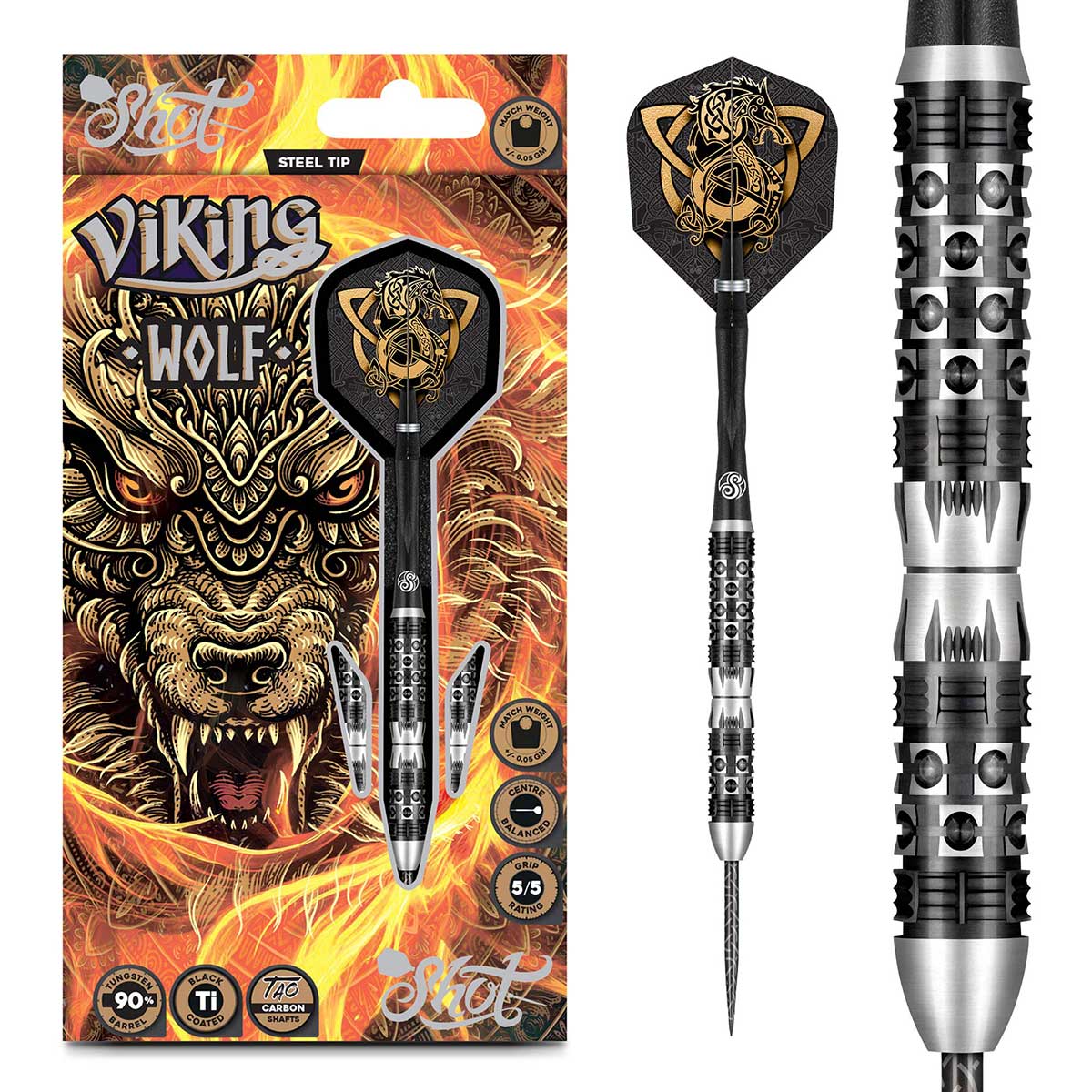 Viking Wolf 90% Shot – Fléchettes Acier - Darts180