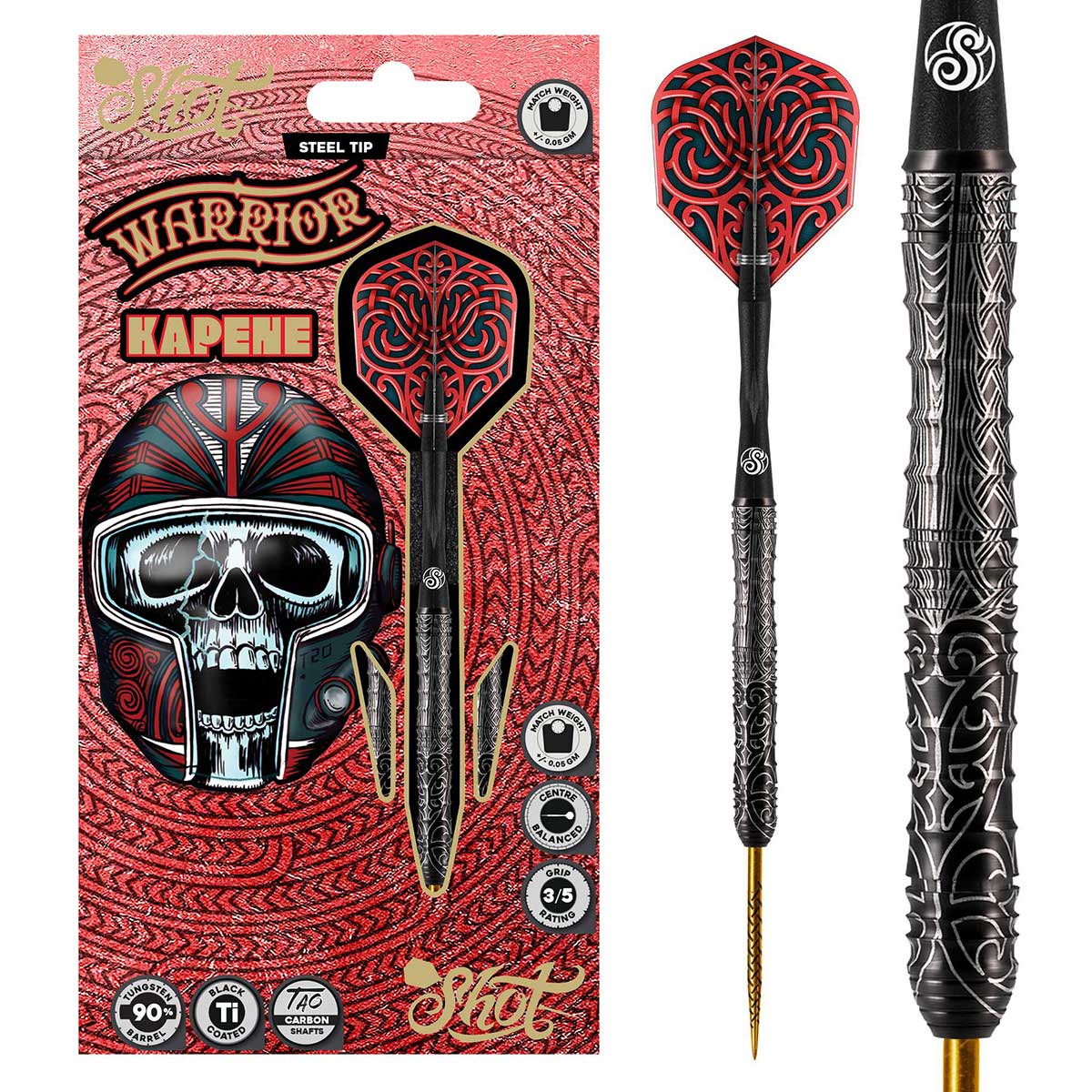 Warrior Kapene 90% Shot – Fléchettes Acier - Darts180