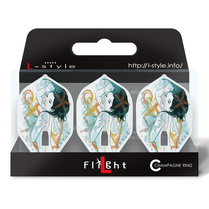 L-Style Signature Champagne Flight L1PRO Zodiac Aquarius – Vue Ailette Signe - Darts180