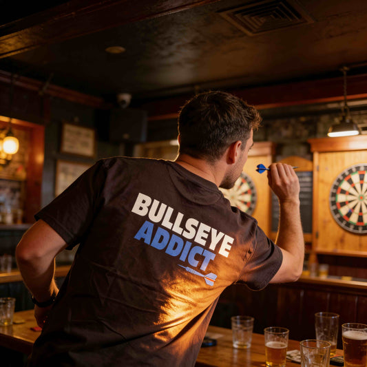 T-shirt Darts180 Bullseye Addict Noir – Mock-up Avant - Darts180