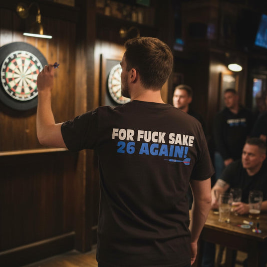 T-shirt Darts180 For Fuck Sake 26 Again Noir – Mock-up Avant - Darts180