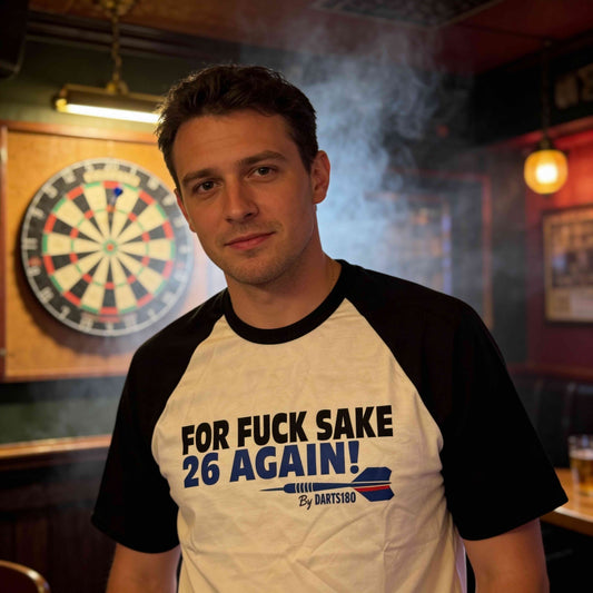 T-shirt Darts180 For Fuck Sake 26 Again Bicolore – Mock-up Avant - Darts180