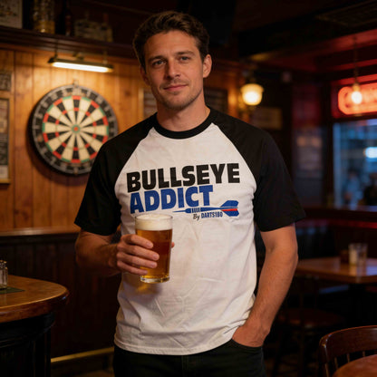 T-shirt Darts180 Bullseye Addict Bicolore – Mock-up Avant - Darts180