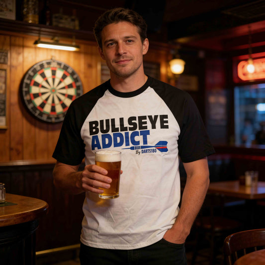 T-shirt Darts180 Bullseye Addict Bicolore – Mock-up Avant - Darts180