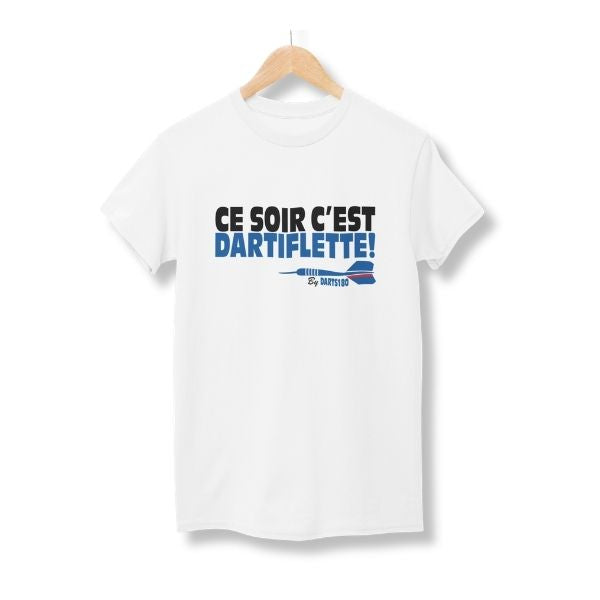 T-shirt Darts180 Ce soir c'est Dartiflette Blanc – Vue Avant - Darts180