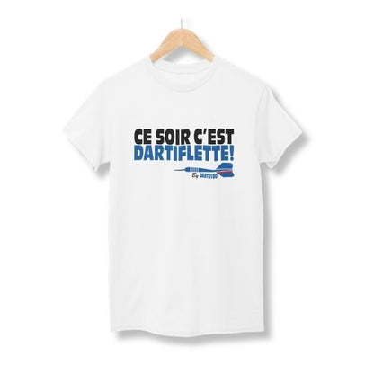 T-shirt Darts180 Ce soir c'est Dartiflette Blanc – Vue Avant - Darts180